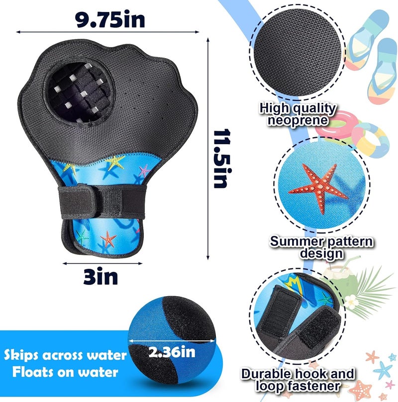 Strdfeve Water Ball and Gloves Set,Water Bouncing Balls Catch Mitt,Pool Baseball Catching Mitt for Beach Games,Play Catch Skip Ball and Glove - Image 4